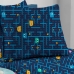 Jogo de Cama Solteiro Doce Vida Malha Misto Estampado com Elastico 2 Pçs Pac Pac Marinho