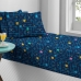 Jogo de Cama Solteiro Doce Vida Malha Misto Estampado com Elastico 2 Pçs Pac Pac Marinho