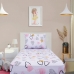 Jogo de Cama Solteiro Doce Vida Malha Misto Estampado Sweet Love 2 Pçs com Elastico Lavanda