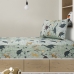 Jogo de Cama Solteiro Portallar Malha Misto Estampado Dino Selva 2 Pçs com Elastico Verde