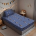 Jogo de Cama Portallar Solteiro Malha Mista Estampado Disney Mickey Circle 2 Pçs Azul