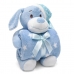 Manta e Bichinho Pelúcia Buettner Baby Microfibra Puppy Dog com Touca Azul